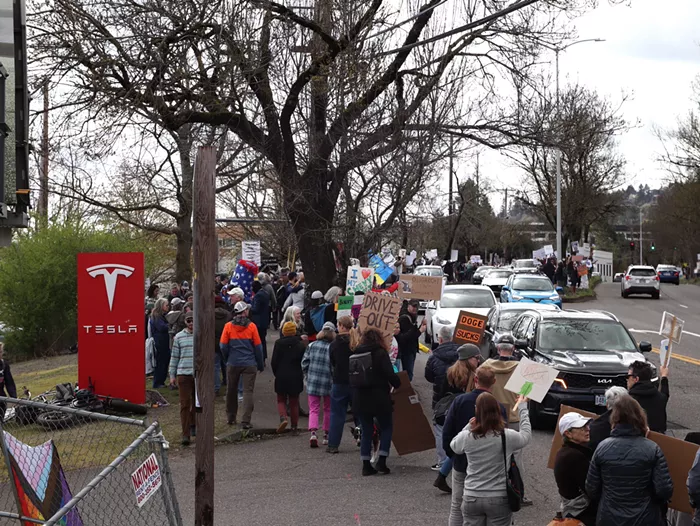 National "Tesla Takedown" Day Draws Hundreds to Portland Dealership